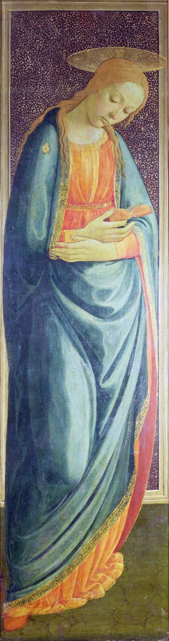Virgen María, 1473 (ala derecha de un díptico de la Anunciación) de Jacopo del Sellaio
