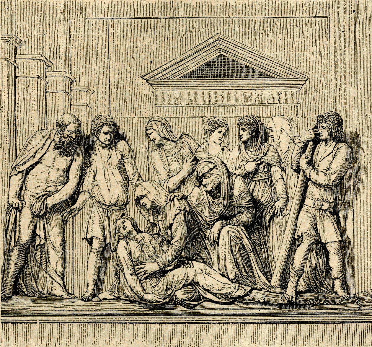 San Antonio revive a una mujer ahogada, relieve en mármol de Jacopo Sansovino (1486-1570), basílica de San Antonio de Padua, Padua, Véneto, Italia. de Jacopo (1486 1570) Sansovino