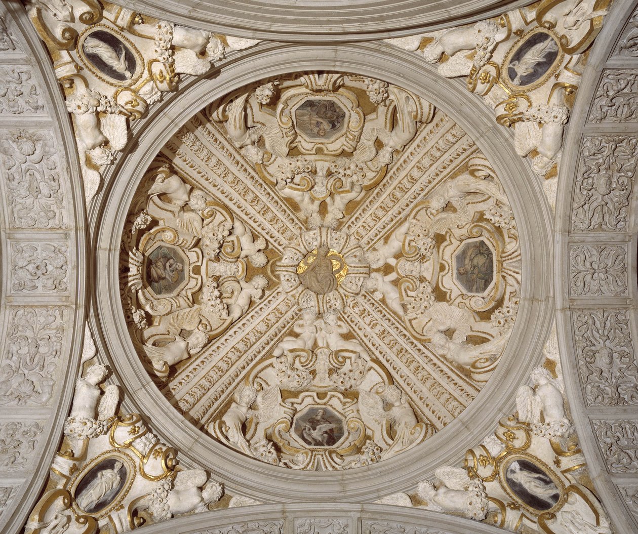Detalle del techo de la Galería Sansovino, Venecia, c.1537 (piedra) de Jacopo (1486 1570) Sansovino