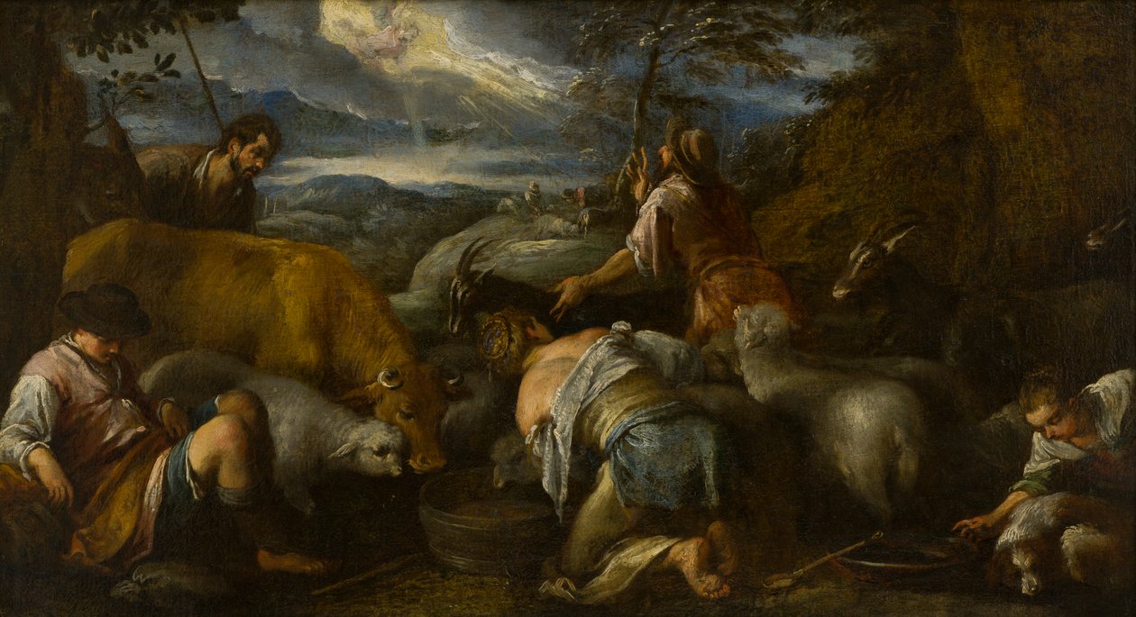 La Anunciación de los Pastores, c.1530-92 (óleo sobre lienzo) de Jacopo Bassano