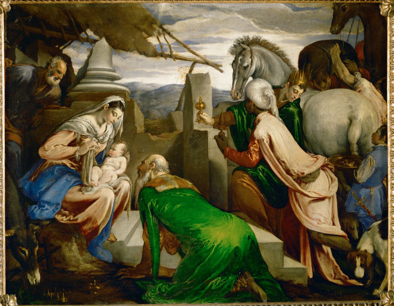 La Adoración de los Reyes Magos ... (óleo sobre lienzo) de Jacopo (1510 92) Bassano