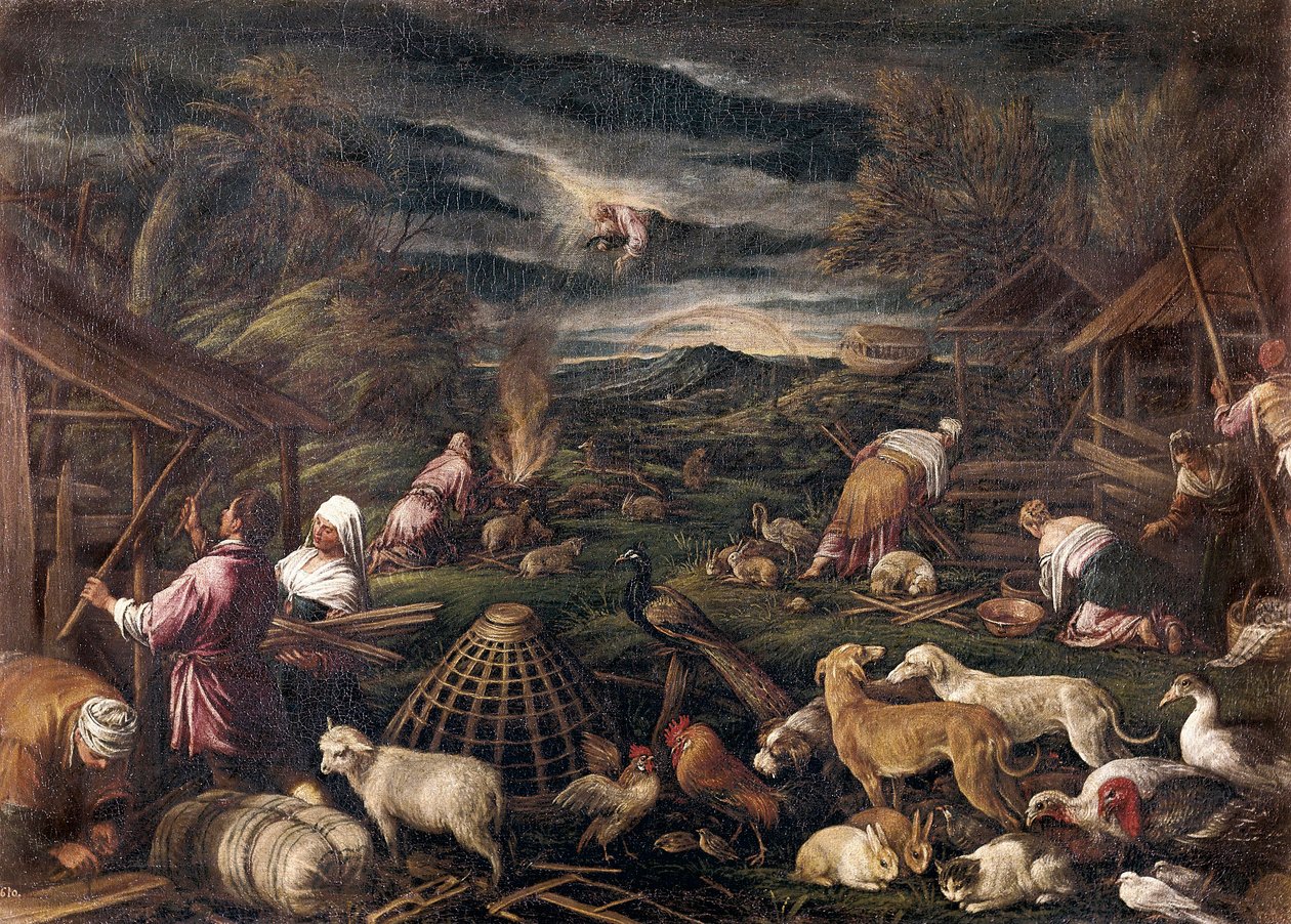 Noé después del diluvio. Pintura de Jacopo da Ponte, llamado Jacopo Bassano (1515-1592) de Jacopo Bassano