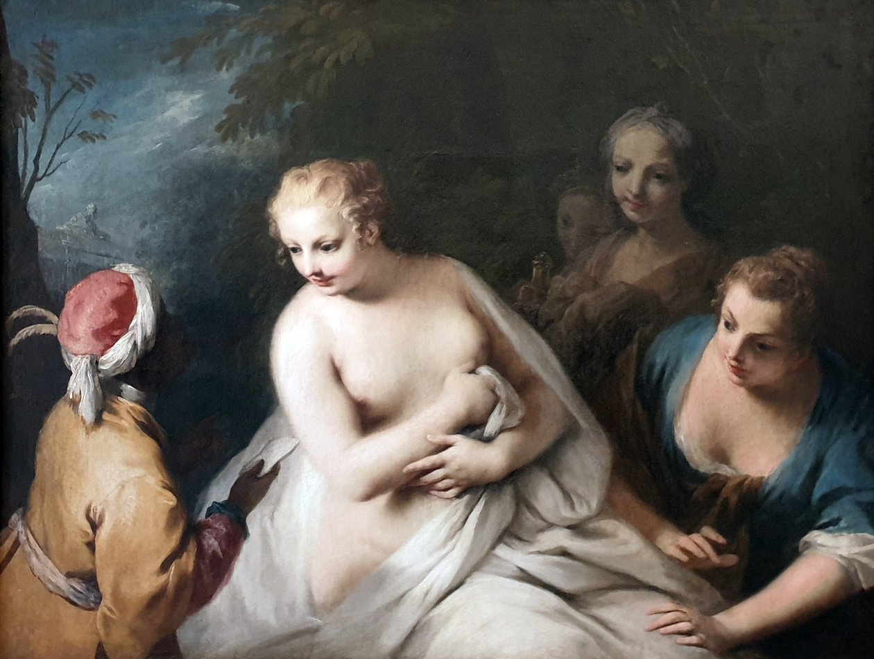 Alemán: Bathseba im Bade erhält die Botschaft Davids Bathseba at her bath receives the message of David de Jacopo Amigoni