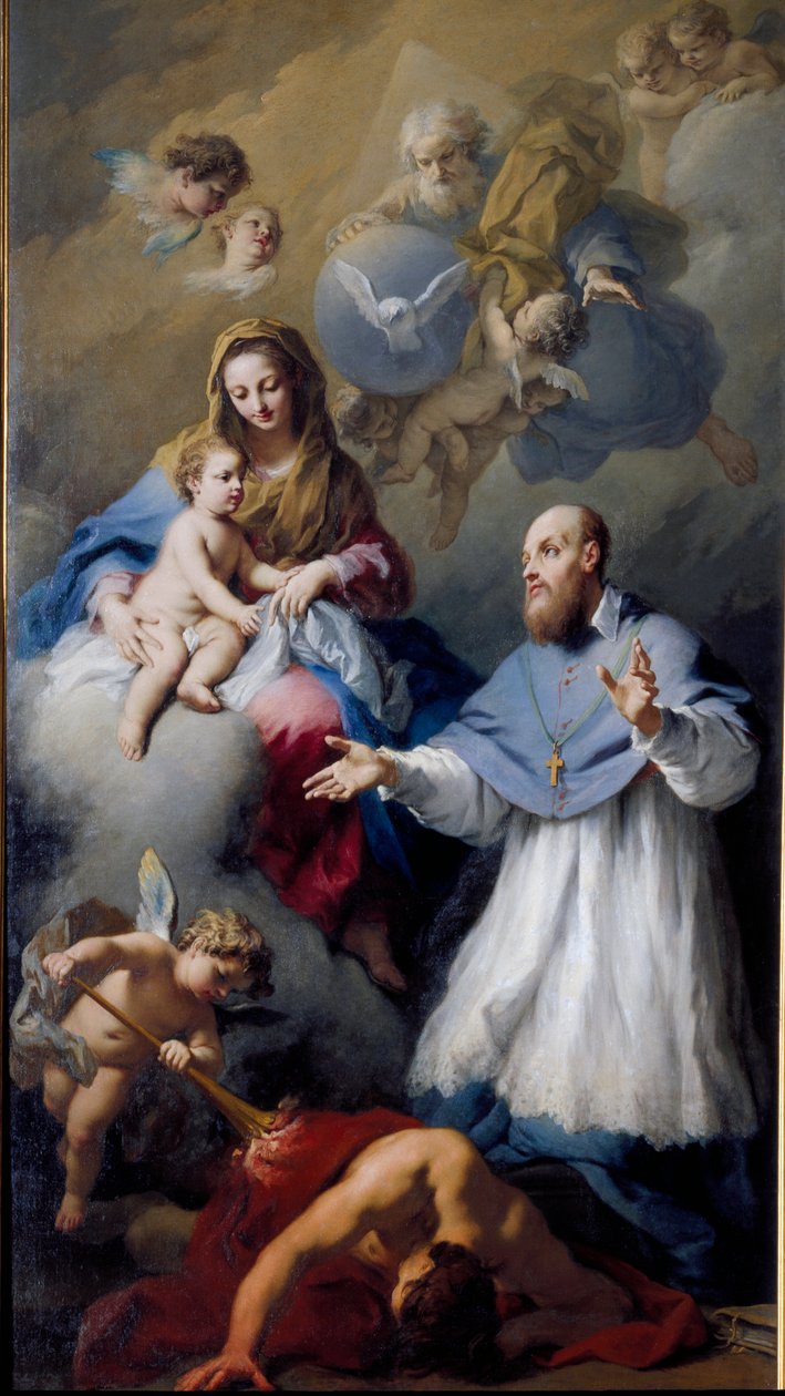Virgen y Niño con San Francisco de Sales, representación de la Santísima Trinidad de Jacopo Amigoni