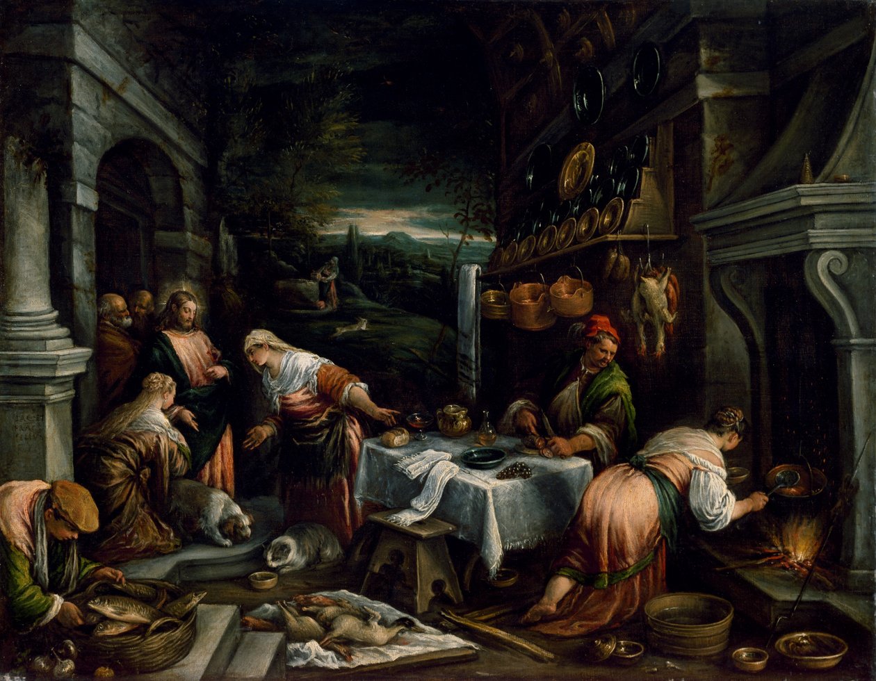 Cristo en casa de María, Marta y Lázaro de Jacopo Bassano
