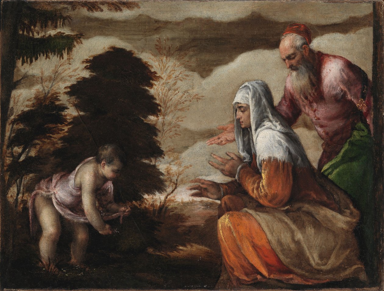 San Juan Bautista recogiendo flores para sus padres de Jacopo Bassano