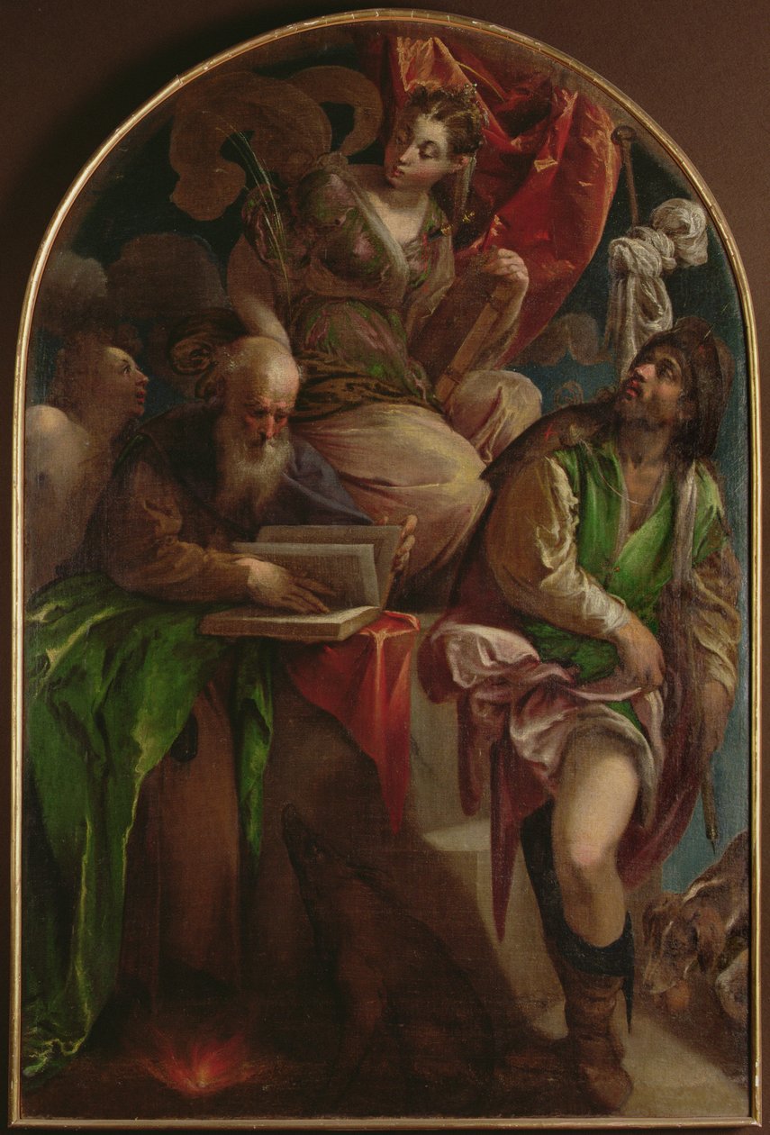 Santa Justina de Padua entronizada con San Sebastián, San Antonio Abad y San Roque, c.1557-60 de Jacopo Bassano