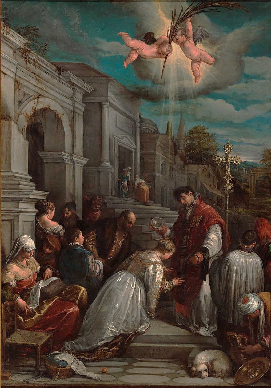 San Valentín bautizando a Santa Lucila, 1575 de Jacopo Bassano il vecchio