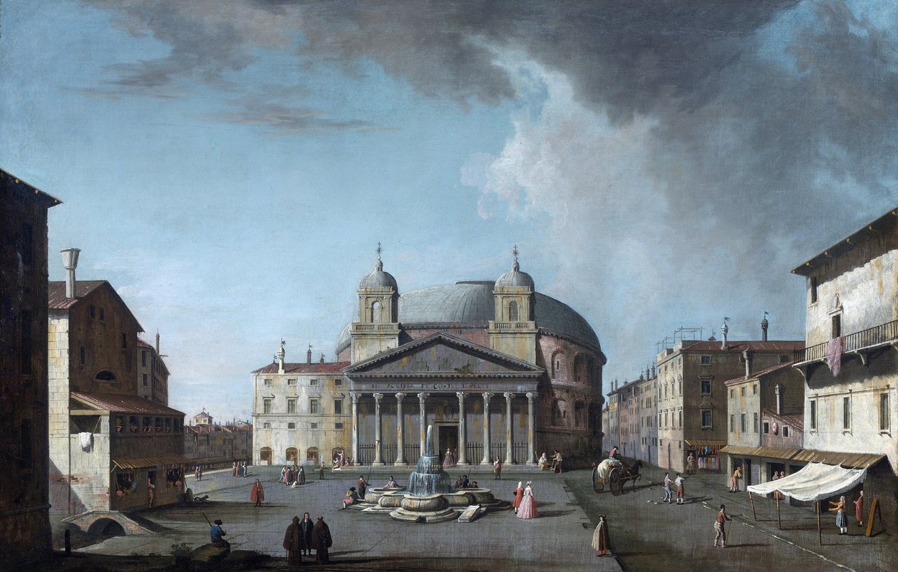 Vista del Panteón en Roma par Fabris, Jacopo (1689-1761). Óleo sobre lienzo, tamaño : 73x112,4, , Colección privada de Jacopo Fabris