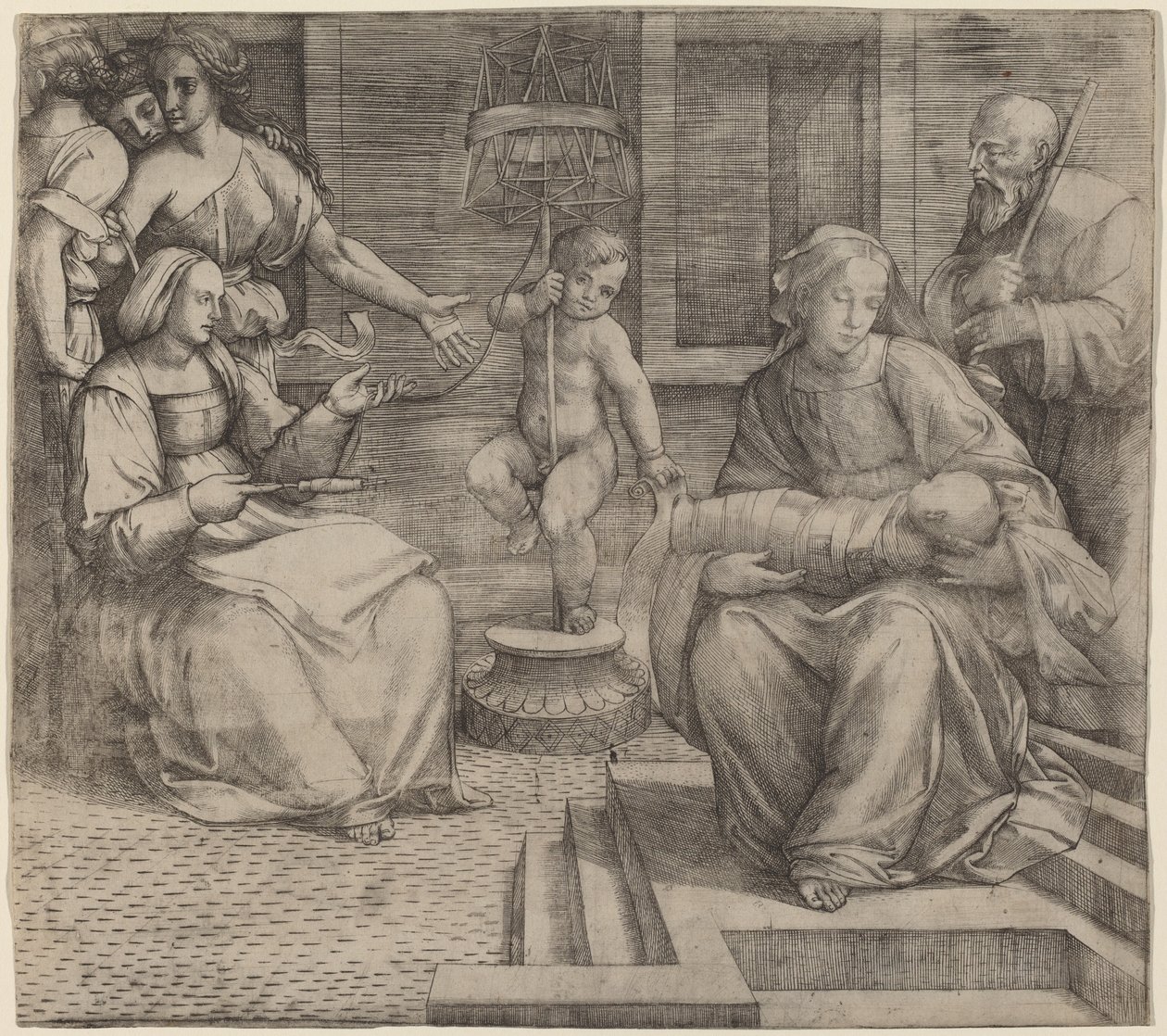Sagrada Familia con Santa Isabel y el Niño San Juan Bautista de Jacopo Francia