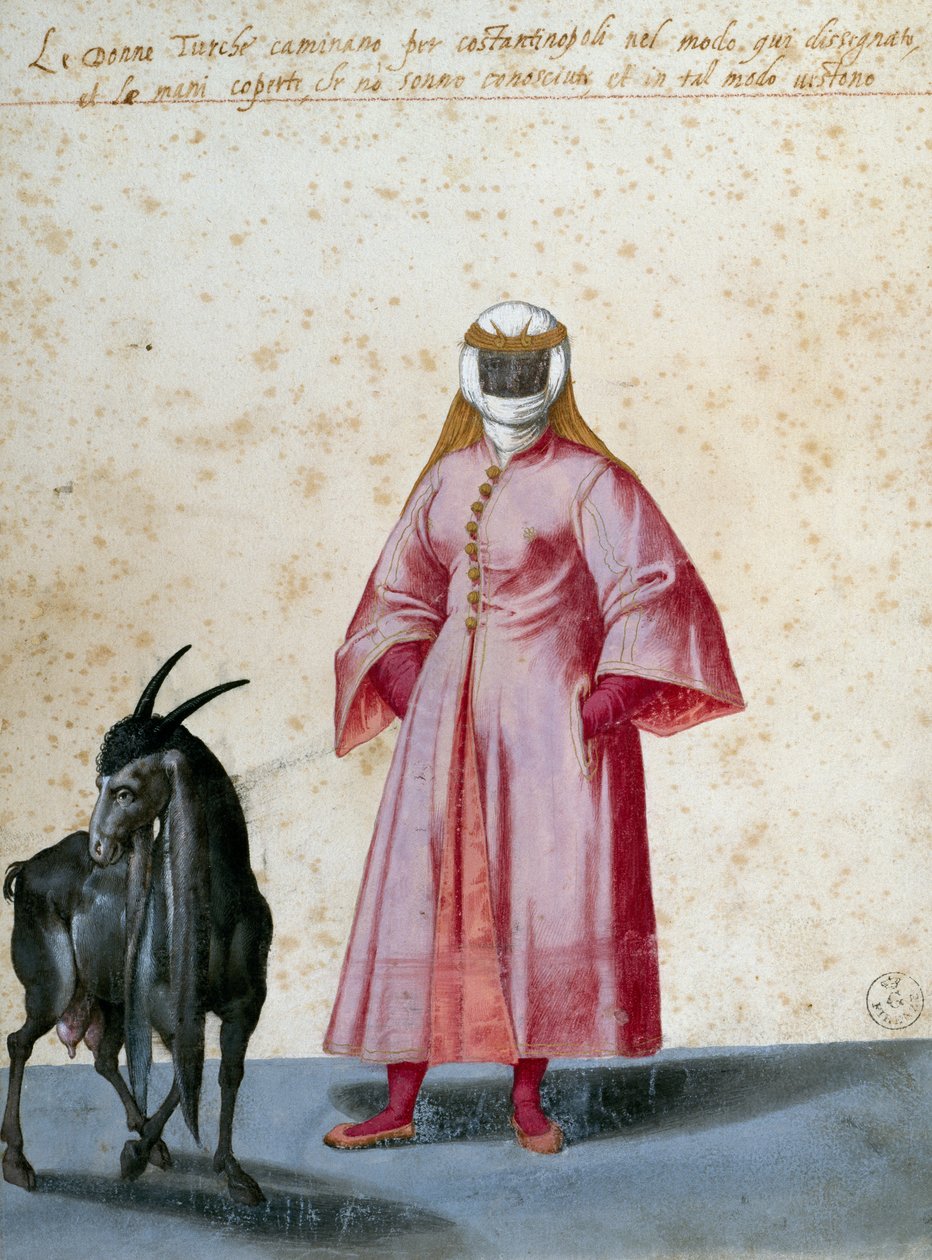 Mujer turca con cabra, dibujo de Jacopo Ligozzi (1547-1627) de Jacopo Ligozzi