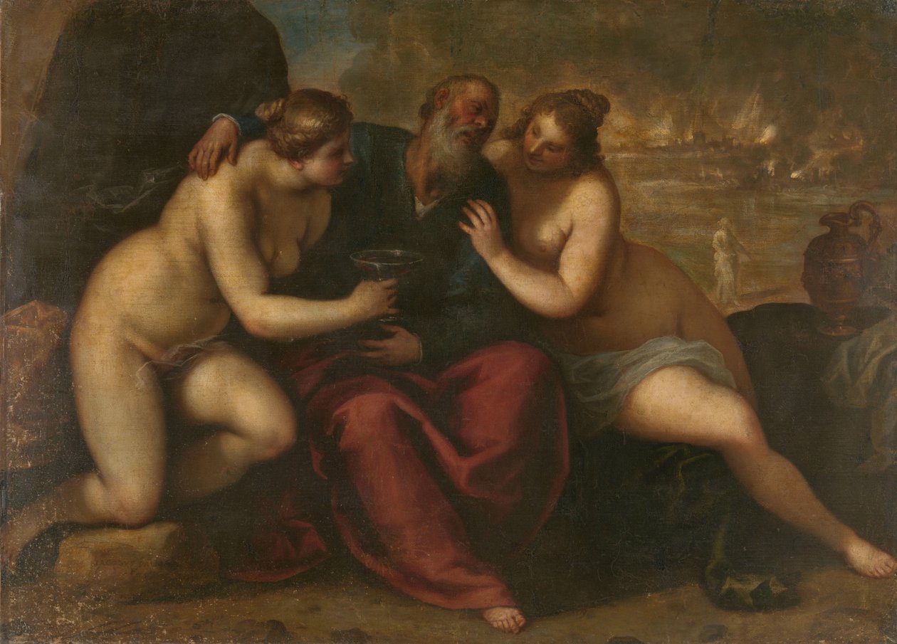 Lot y sus hijas de Jacopo Palma (il Giovane)