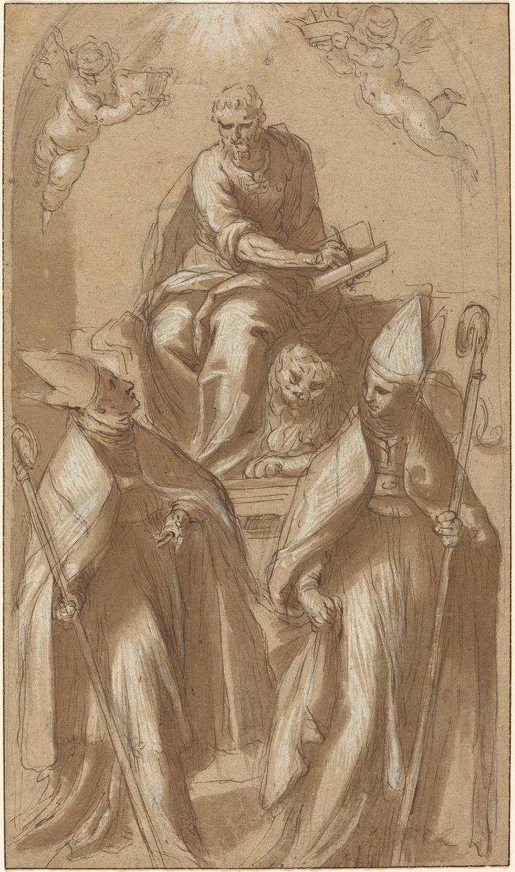 San Marcos con dos obispos y putti de Jacopo Palma il Giovane