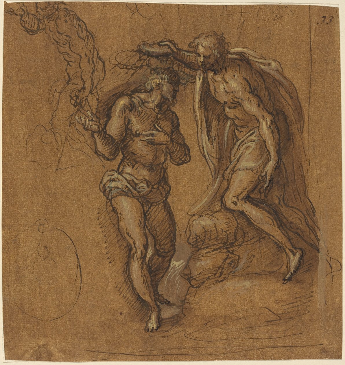 Boceto para un bautismo de Cristo de Jacopo Palma il Giovane