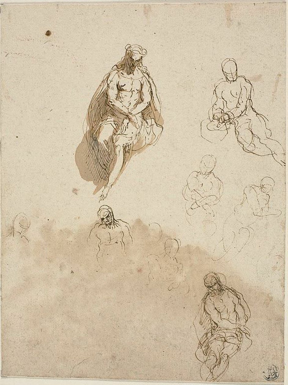 Estudios para la coronación de espinas de Jacopo Palma il Giovane