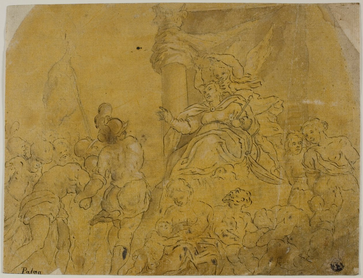 Estudio para Venecia, coronada por la victoria, recibiendo a sus pueblos súbditos de Jacopo Palma il Giovane