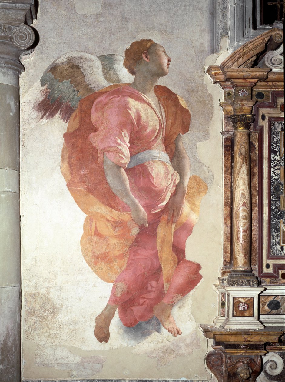Anunciación. Detalle del Ángel - Fresco de Jacopo Pontormo