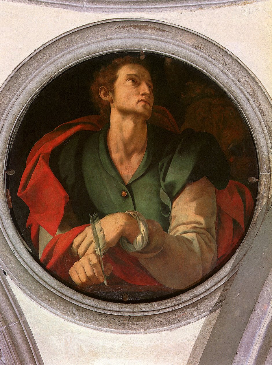 San Luca - Saint Luc - Peinture de Jacopo Carrucci dit il Pontormo (Pontorme) (1494-1556) 1527-1528 Diam 70 cm Florencia, Iglesia de Santa Felicita, Cappella Capponi ©UIG/Leemage de Jacopo Pontormo