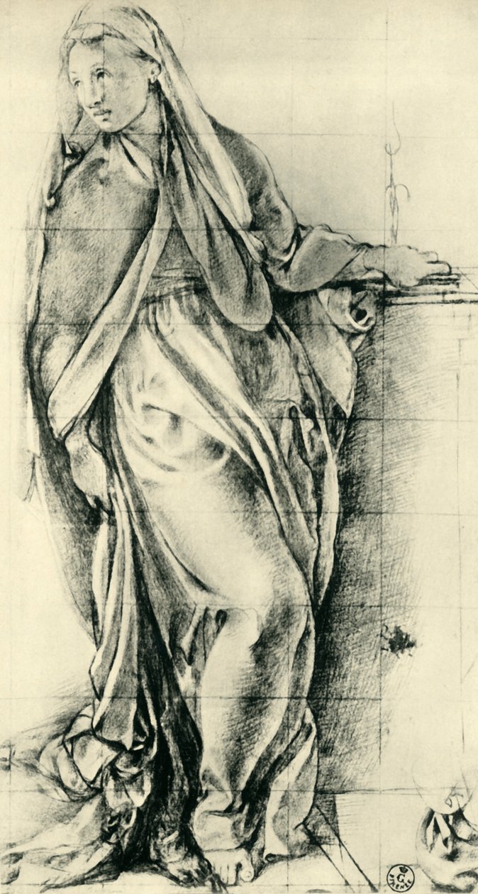 Boceto de la Virgen María para una Anunciación, mediados del siglo XVI, 1943 de Jacopo Pontormo