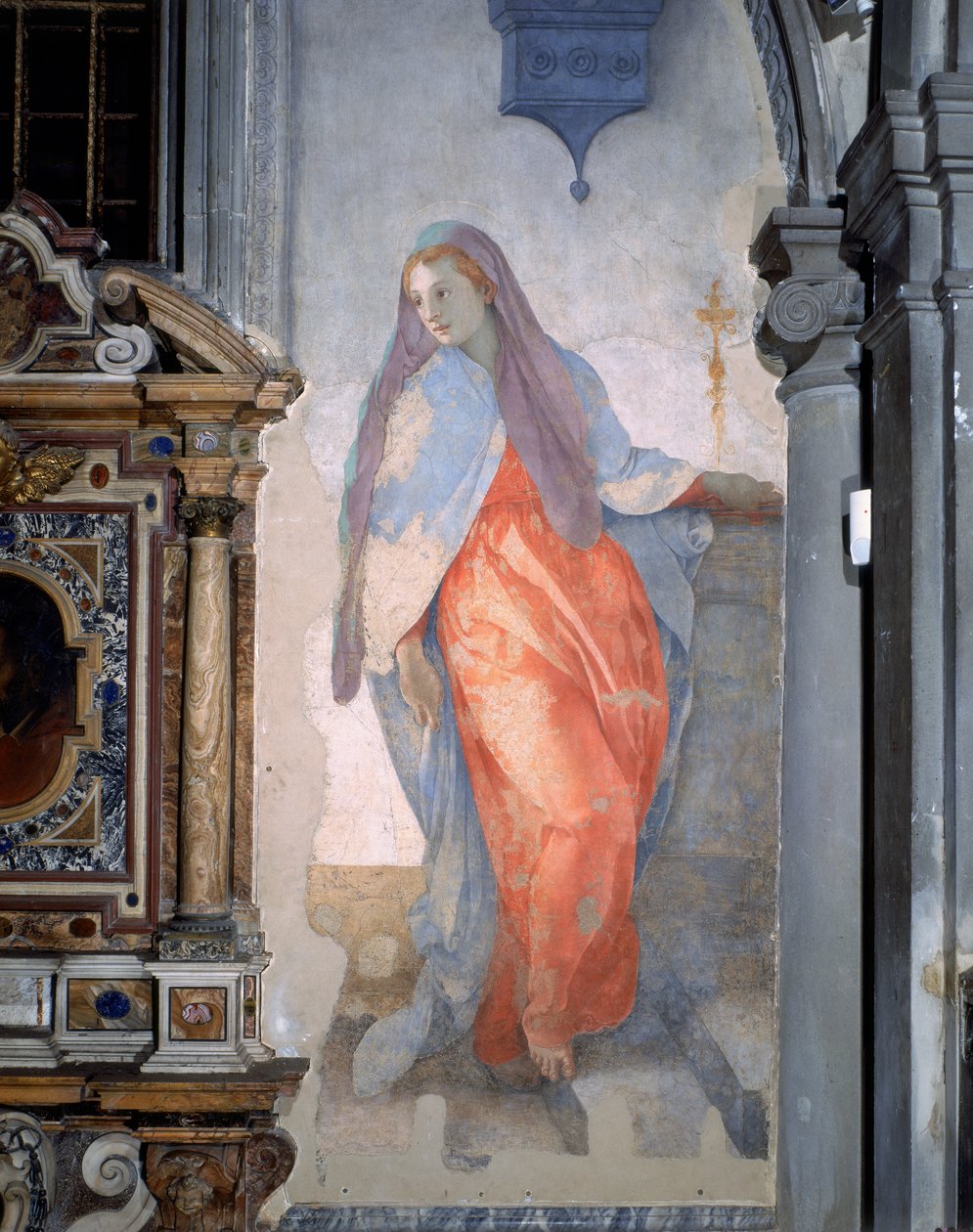 La Anunciación, (detalle) de la Virgen, c.1527 de Jacopo Pontormo