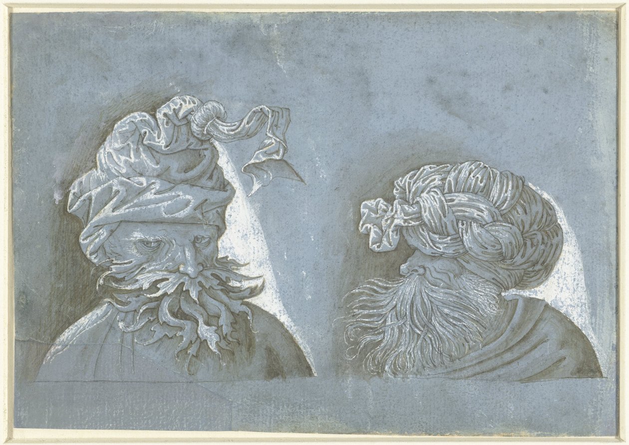 Dos cabezas de hombre con tocado
Cabezas de hombres con tocados exóticos (título de la serie) de Jacopo Ripanda (attributed to)