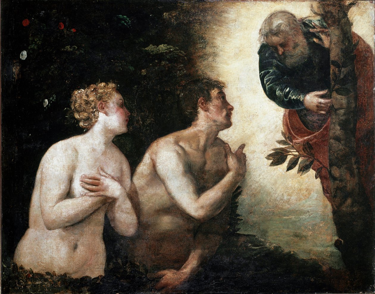 Adán y Eva frente al Padre Eterno de Jacopo Robusti Tintoretto