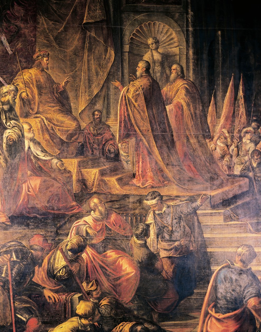 Embajadores del papa y venecianos suplicando en vano la paz a Barbarroja, Gran Salón del Consejo, Palacio Ducal, Venecia, Italia de Jacopo Robusti Tintoretto