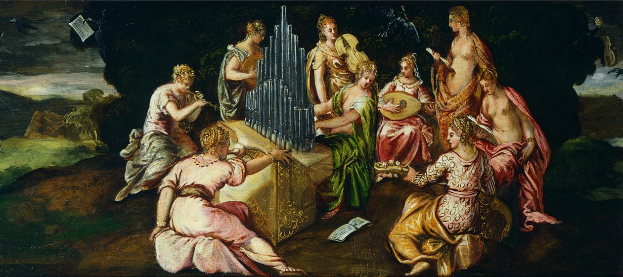 Concurso entre Musas y Pierides, por Jacopo Robusti conocido como Tintoretto (1519-1594) de Jacopo Robusti Tintoretto