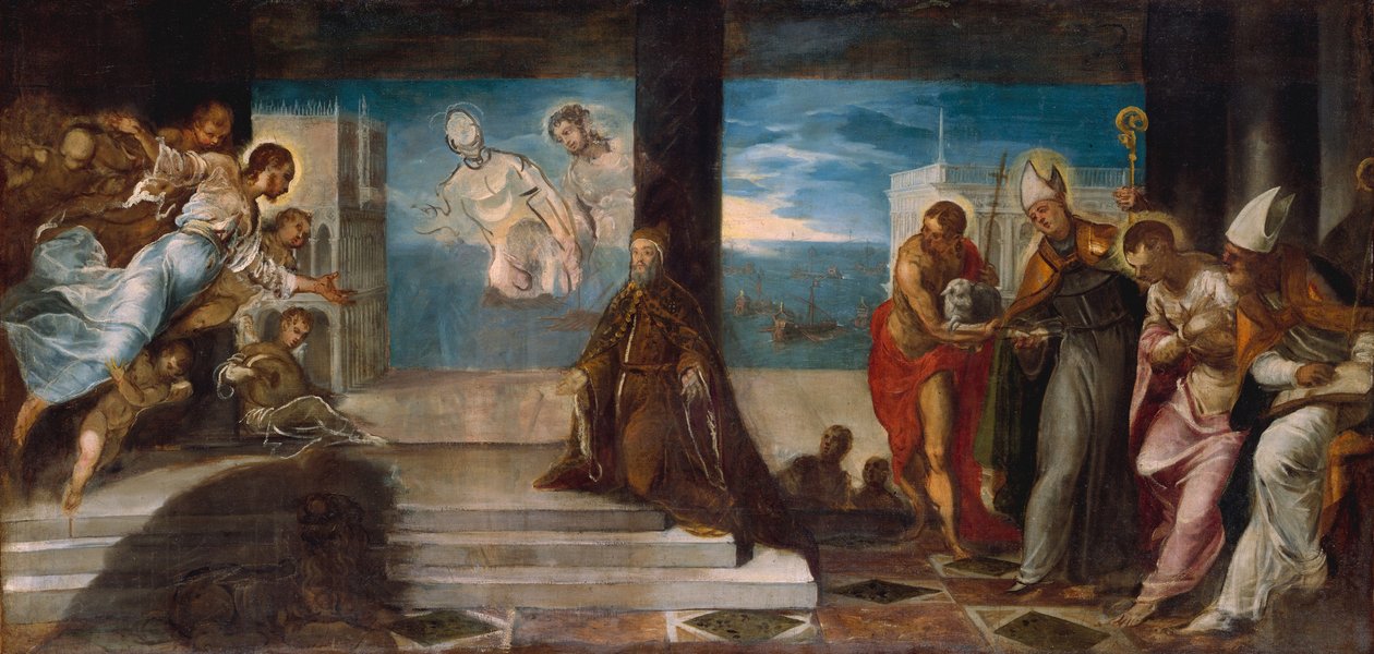 Dogo Alvise Mocenigo presentado al Redentor, c.1577 de Jacopo Robusti Tintoretto