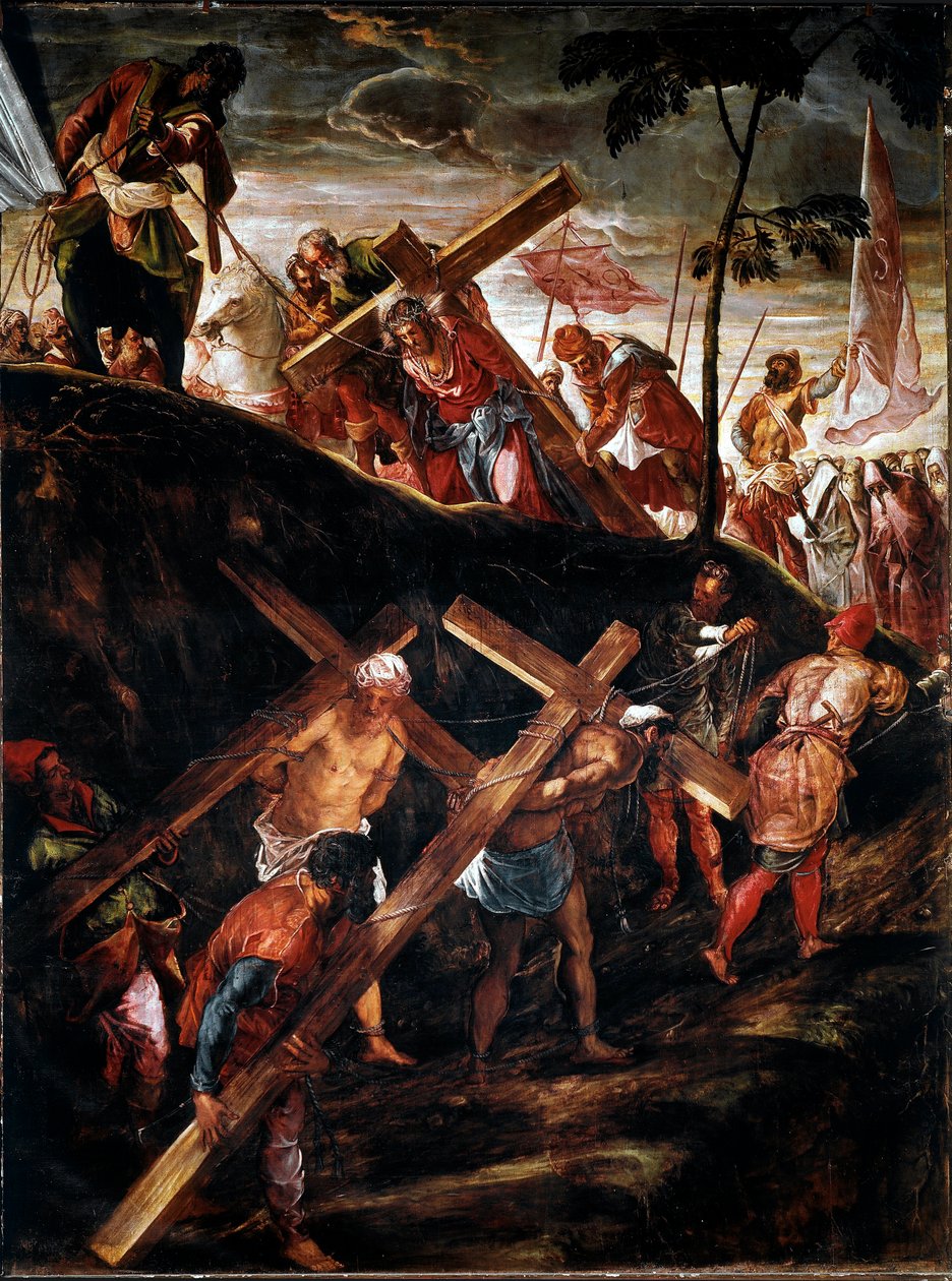 La subida al Calvario (El camino de la cruz). Pintura de Jacopo Robusti dit Tintoretto (1518-1594) 1566-1567. Venecia, Scuola di San Rocco de Jacopo Robusti Tintoretto