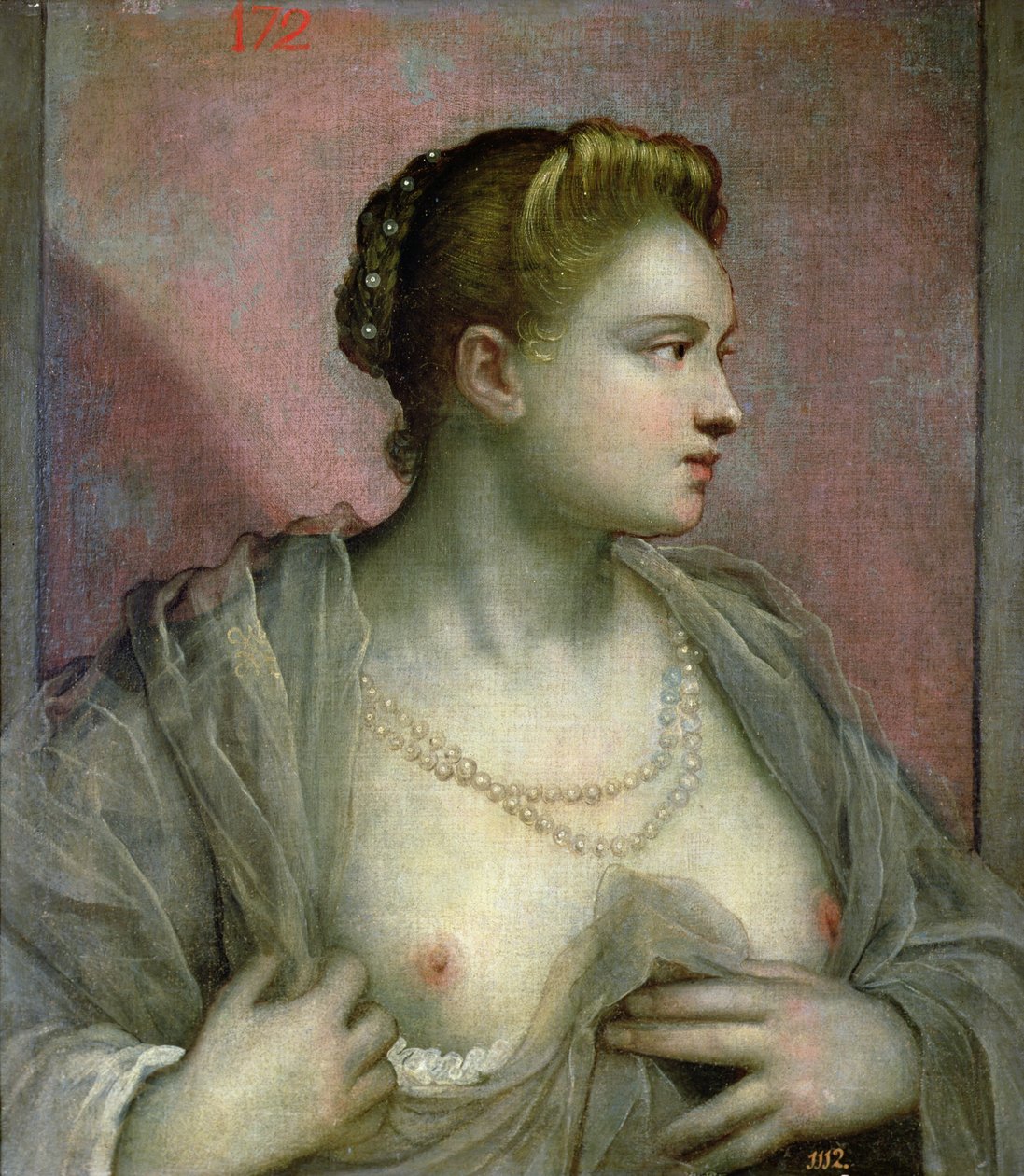 Retrato de una mujer revelando sus pechos, c.1570 de Jacopo Robusti Tintoretto