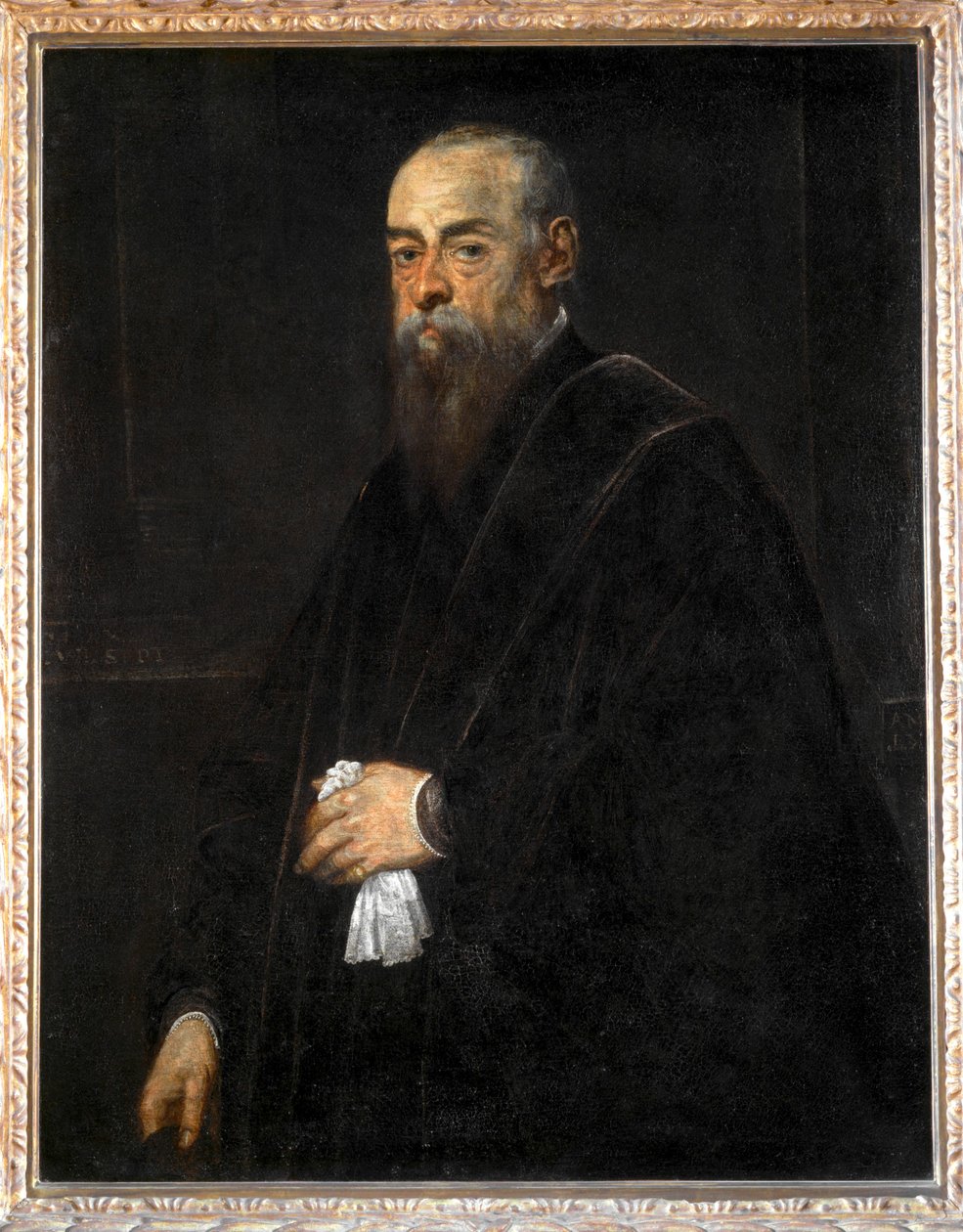 Retrato de un anciano con un pañuelo en la mano ... de Jacopo Robusti Tintoretto