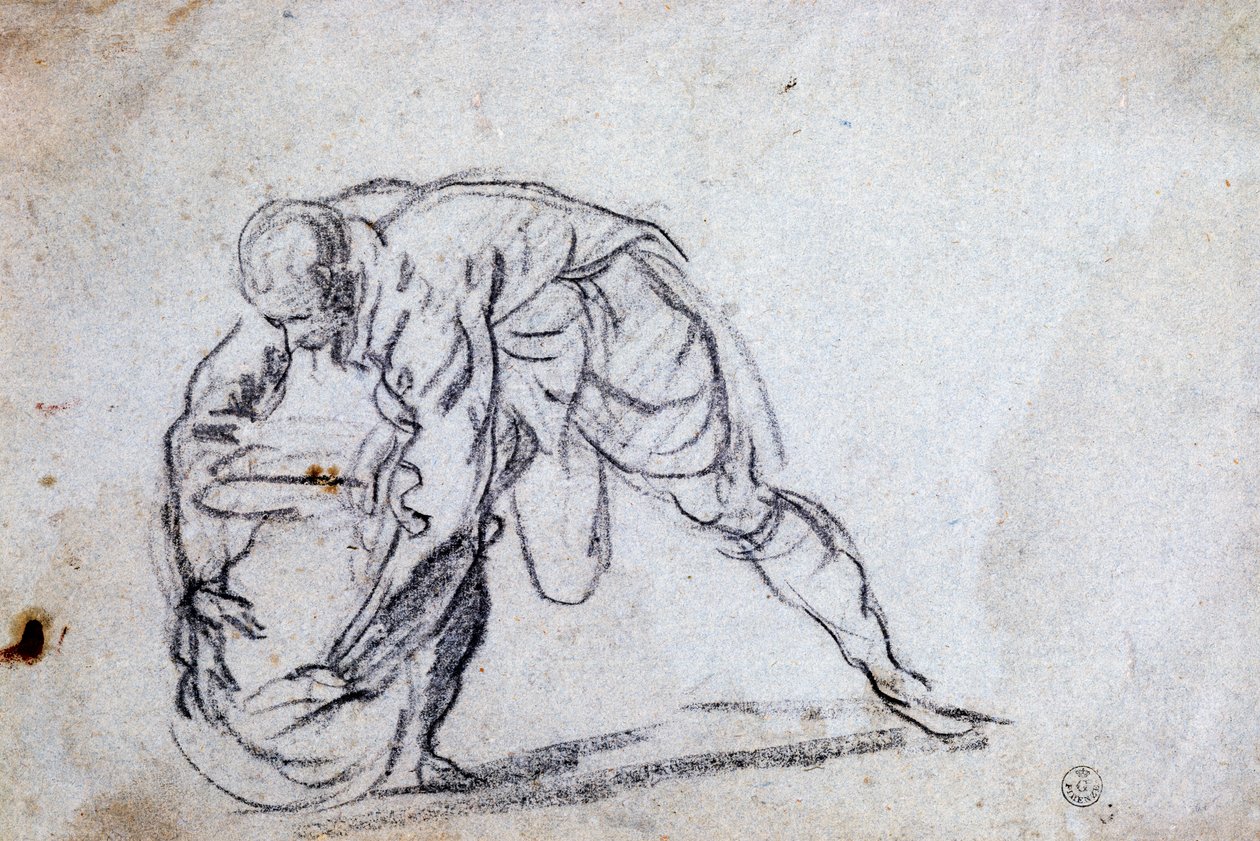 Estudio para figura masculina inclinada de Jacopo Robusti Tintoretto