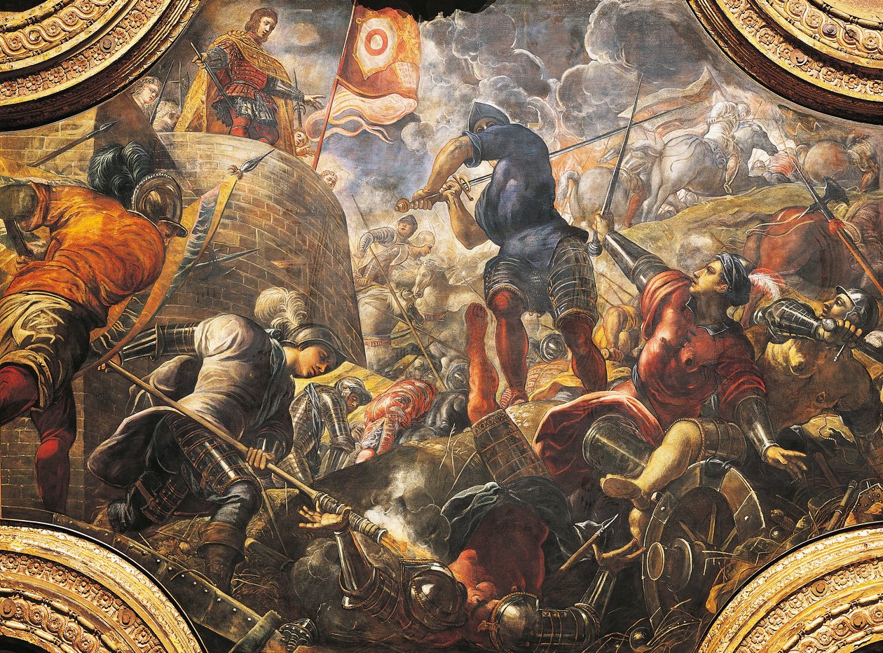 Los venecianos ayudan a los brescianos a romper el asedio de Filippo Maria Visconti de Jacopo Robusti Tintoretto