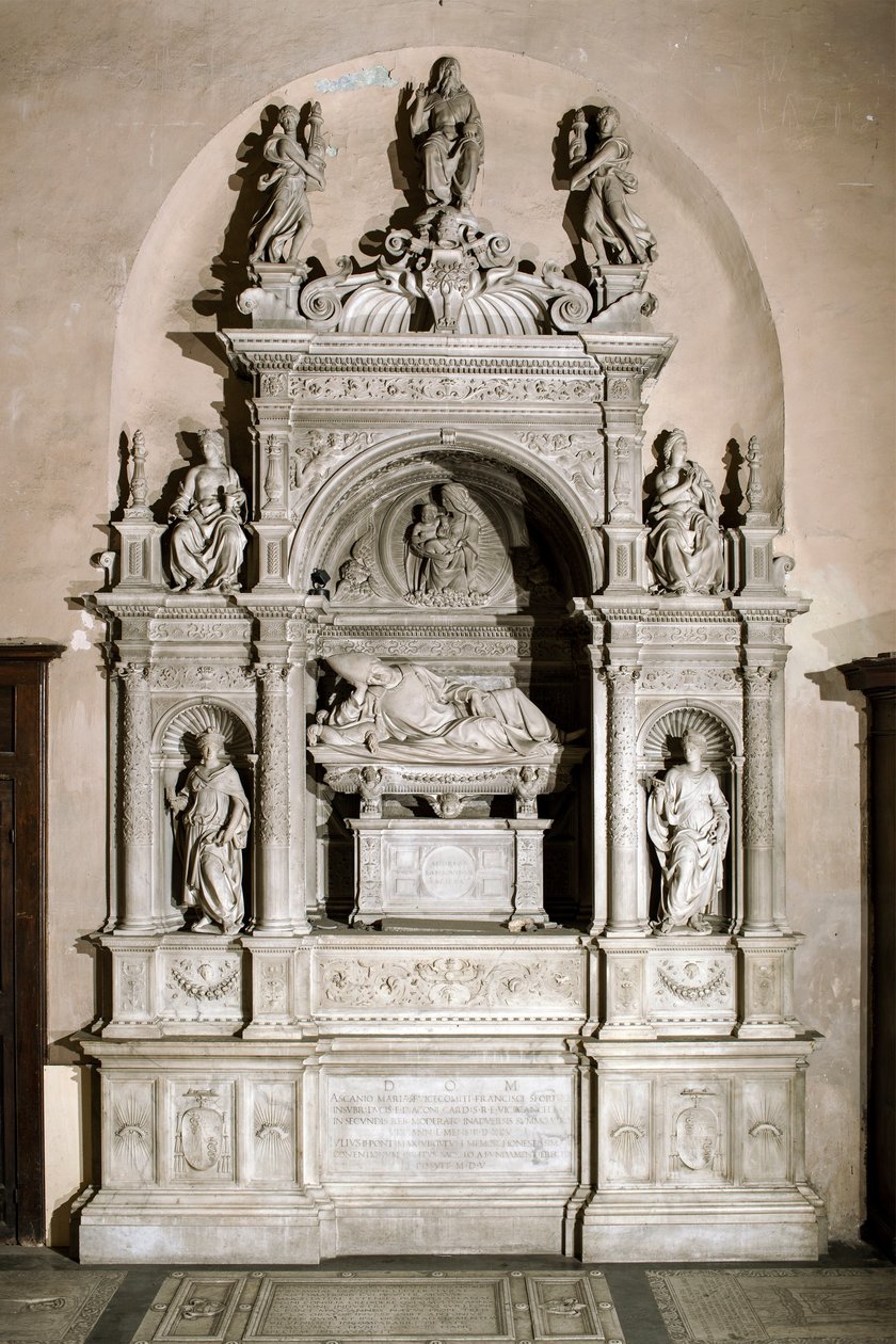 Monumento funerario en homenaje al Cardenal Ascanio Maria Sforza (escultura de mármol, 1505-1507) de Jacopo Sansovino