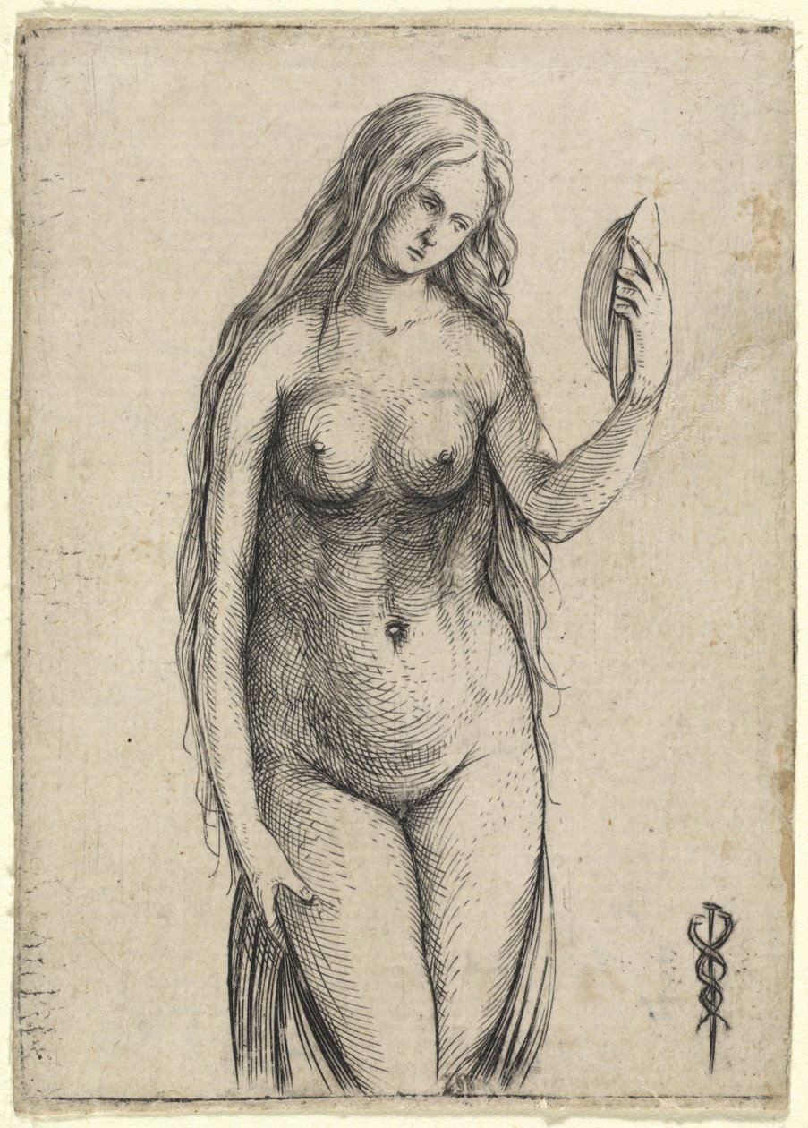 Mujer Desnuda Sosteniendo un Espejo Alegoría de la Vanidad, c. 1503-1504 de Jacopo de Barbari