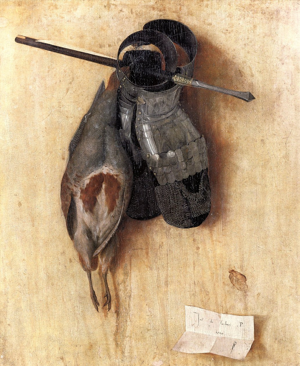Naturaleza muerta con perdiz y guantes de hierro de Jacopo de