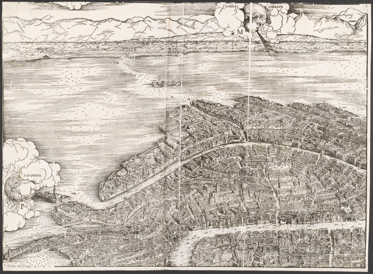 Vista de Venecia [bloque superior izquierdo], 1500 de Jacopo de Barbari