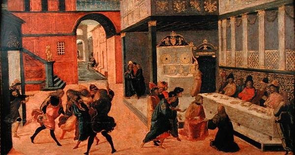 Muerte de la Reina Vasti, después de 1490 de Jacopo del Sellaio