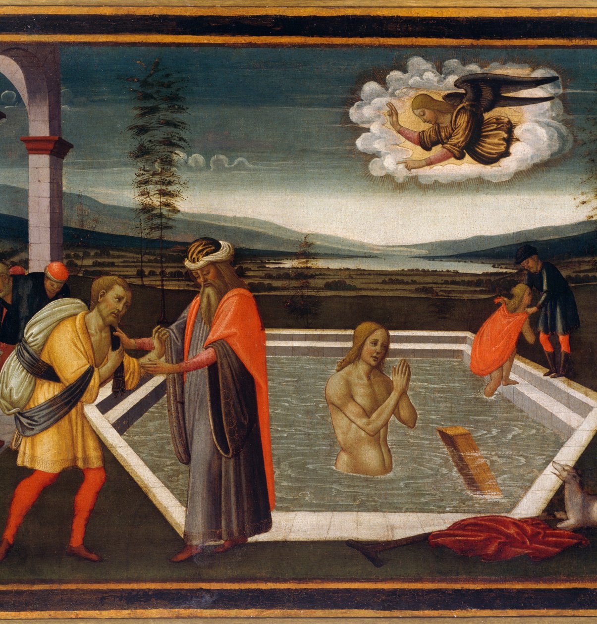 Piscina Probática, detalle con el milagro del paralítico (detalle) de Jacopo del Sellaio