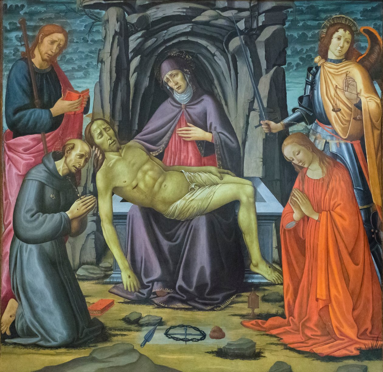 La deposición y los santos de Jacopo del Sellaio