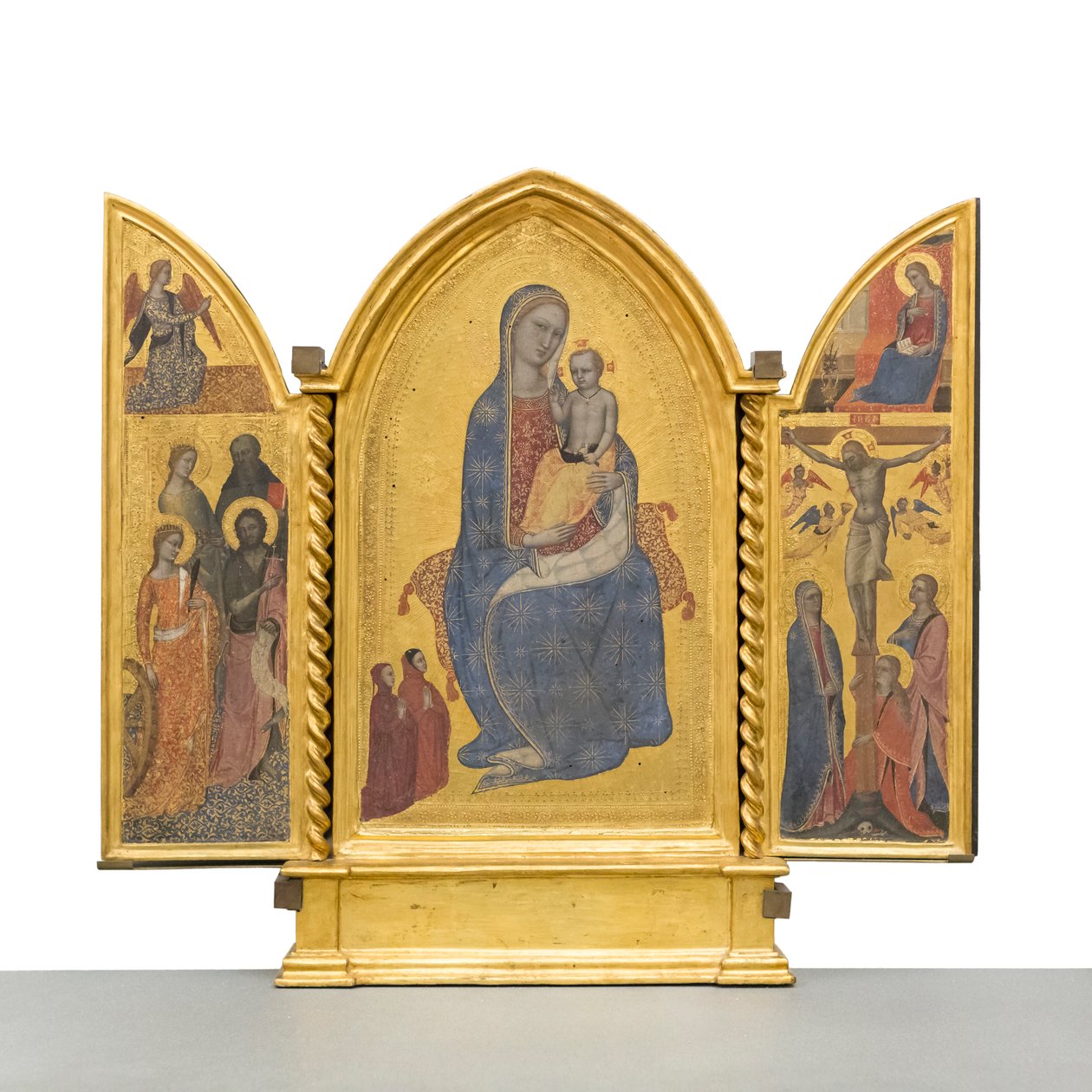 Virgen con el Niño; Anunciación; Crucifixión y Santos, c.1380 (panel) de Jacopo di Cione