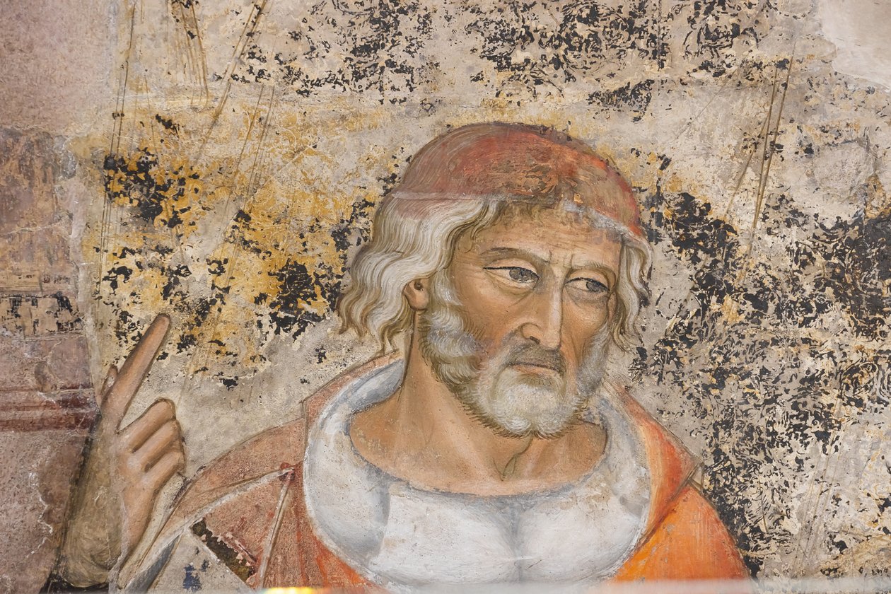 Retrato de Isócrates o Demóstenes, detalle de la alegoría de la Retórica (fresco) de Jacopo di Cione