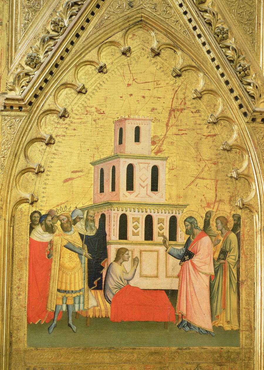San Mateo resucitando a un joven, del retablo de San Mateo y escenas de su vida, c.1367-70 de Jacopo di Cione