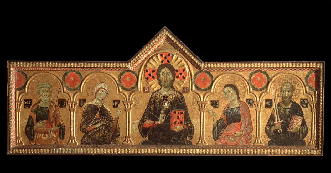 Políptico con el Redentor y santos: el Redentor (Jesús con la Virgen, San Pedro, San Juan Evangelista y San Pablo) de Jacopo di Meliore