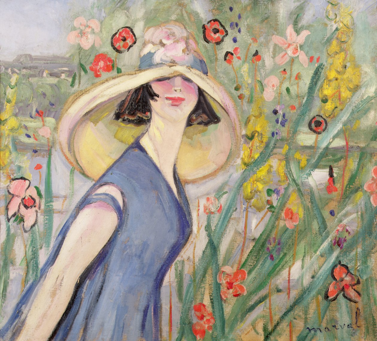 Mujer con sombrero redondo de Jacqueline Marval