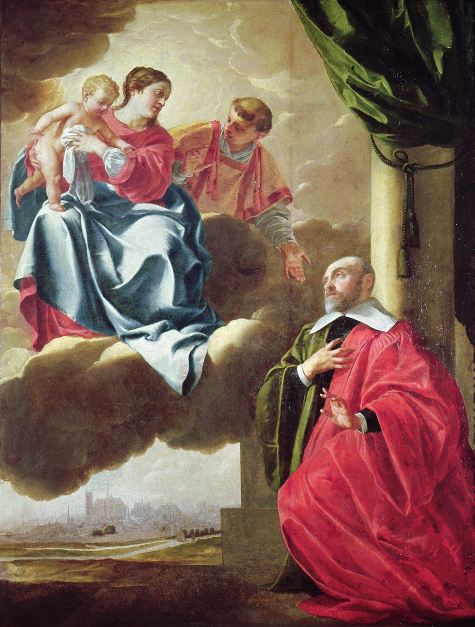 Pierre Tullier ante la Virgen y el Niño y San Esteban de Jacques Blanchard
