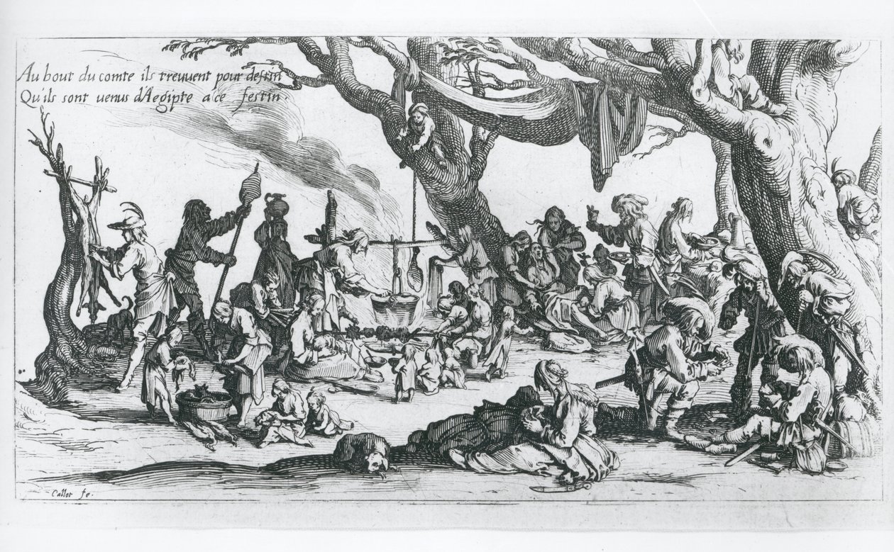 Un nacimiento en un campamento gitano de Jacques Callot