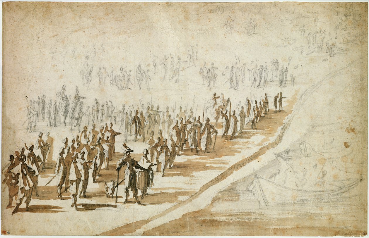 Luis XIII (1601-43) y el Cardenal Richelieu (1585-1642) en el sitio de l