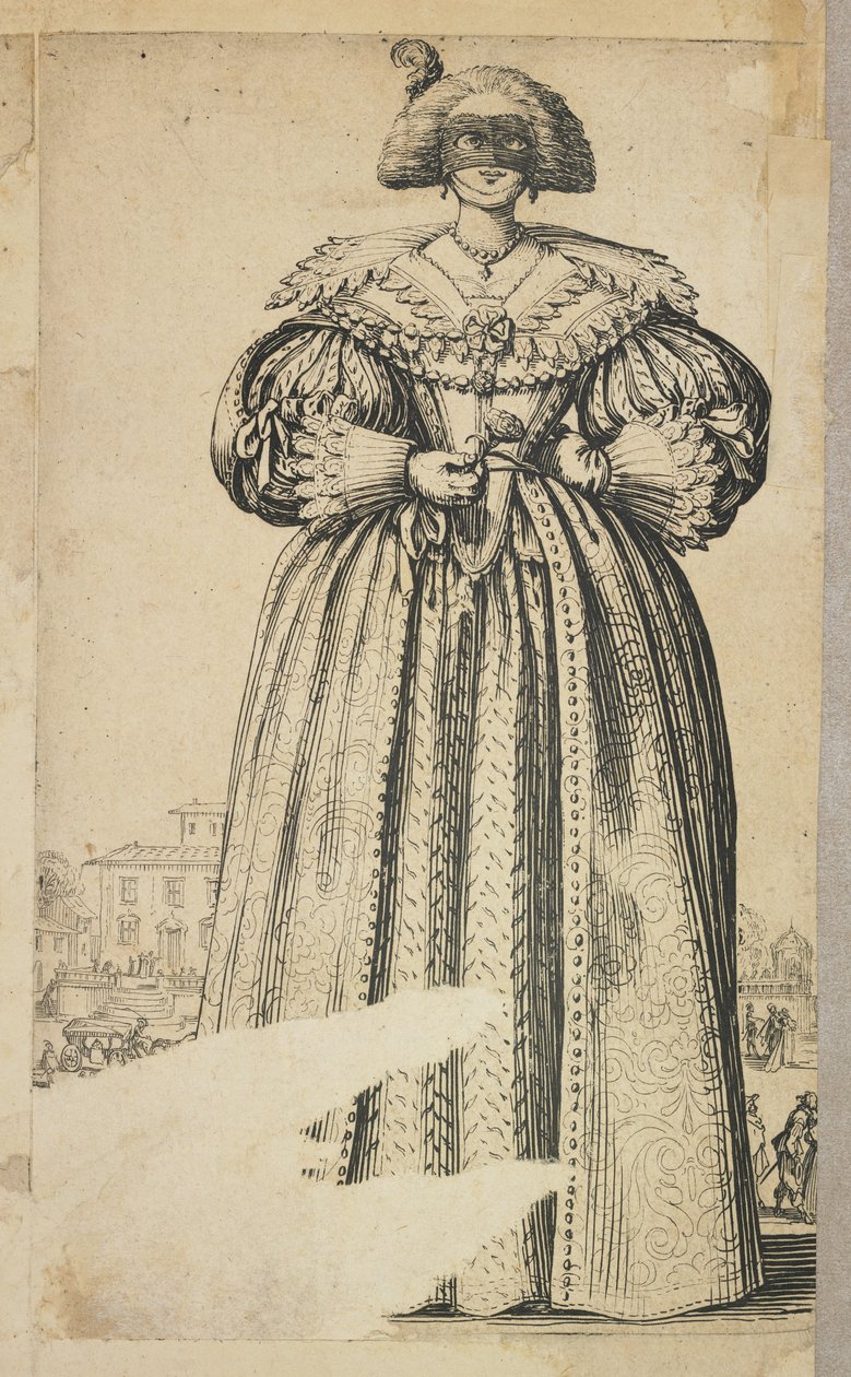 Mujer noble enmascarada, de La Noblesse de Lorraine, c.1620-23 de Jacques Callot